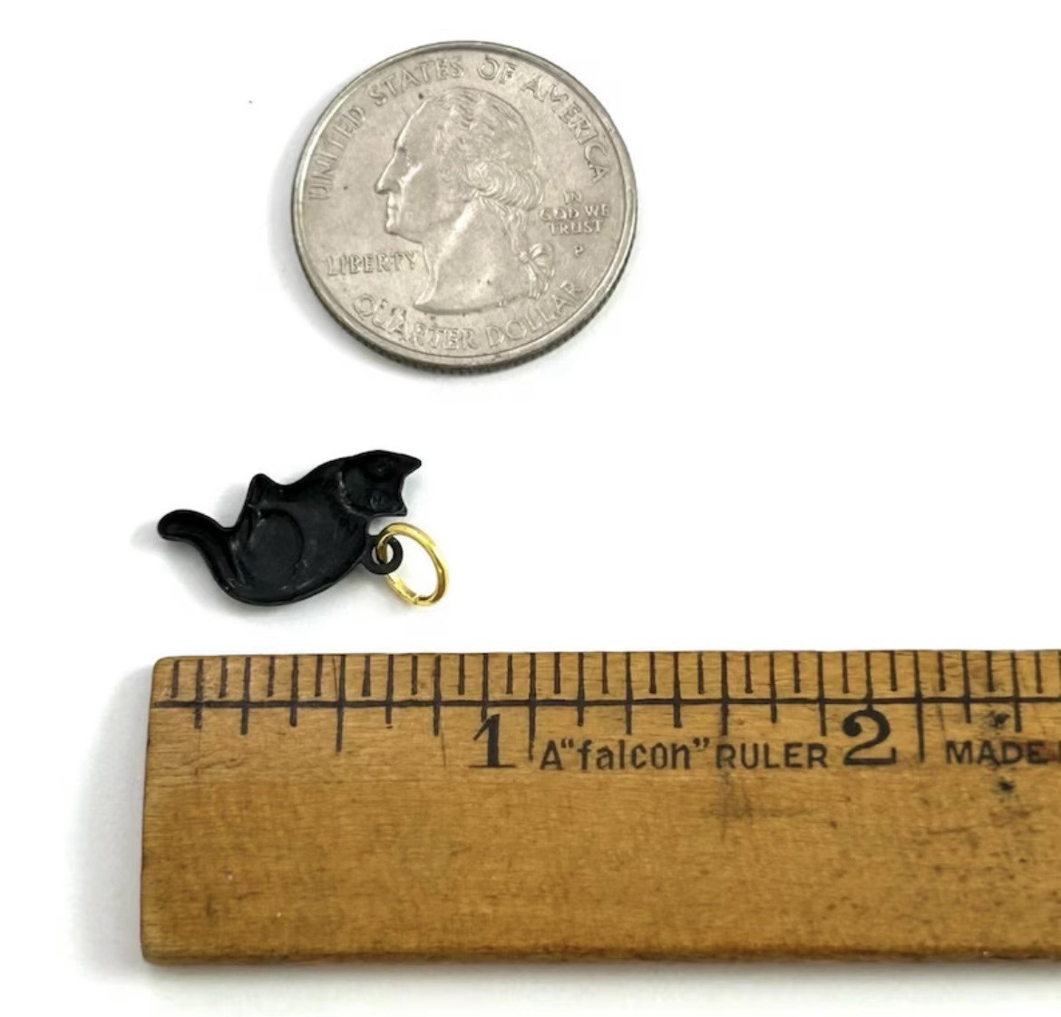 Cat Charm Pendant Black Cat Gift For Her Blackened Brass Cat Jewelry Tiny Kitten