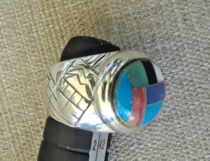 Carolyn Pollack 925 Sterling Silver Multistone Inlay Ring Size 15.4mm about 4.75