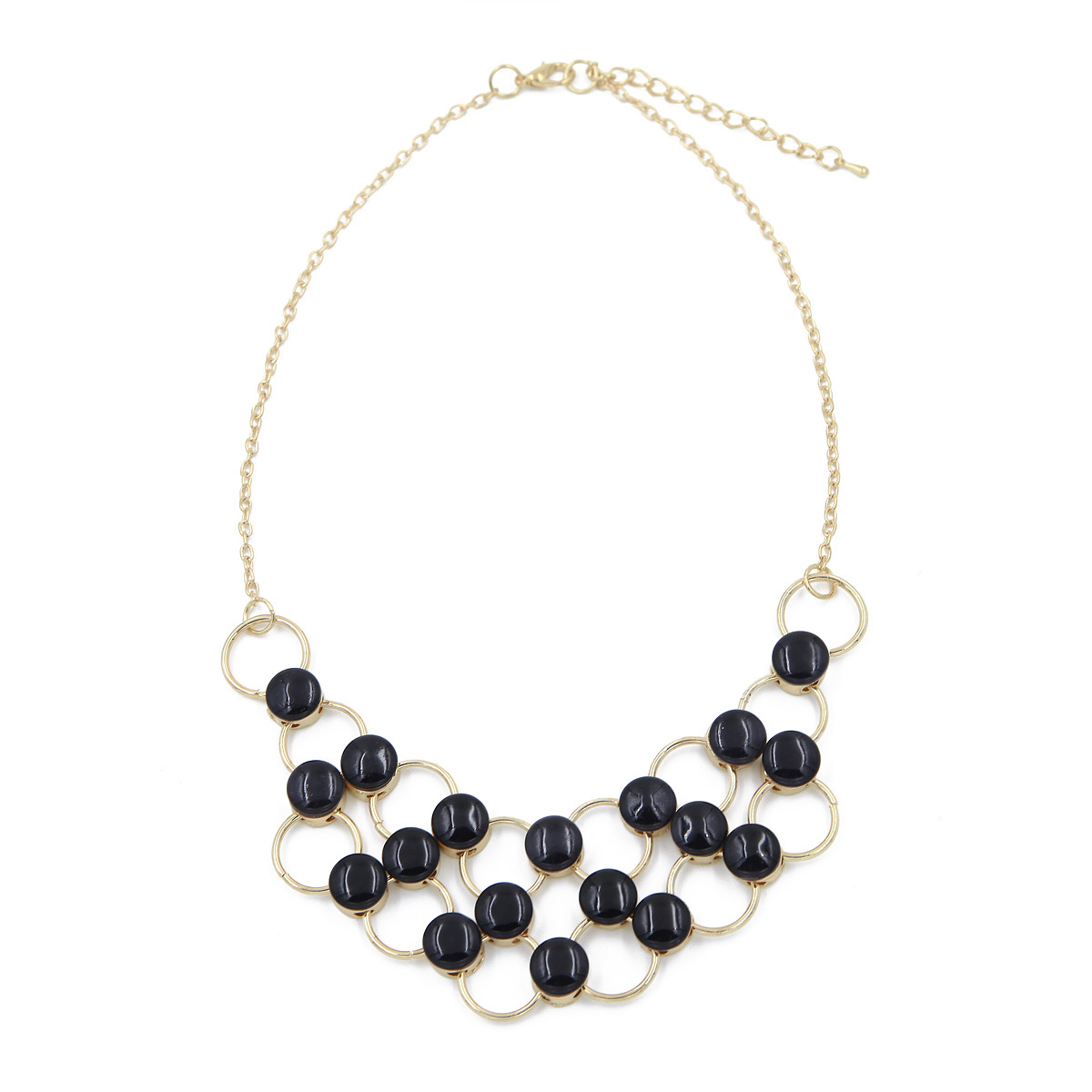 Elegant Gold Tone Resin Pearl Pendant Bib Statement Fashion Necklace-Diff Colors