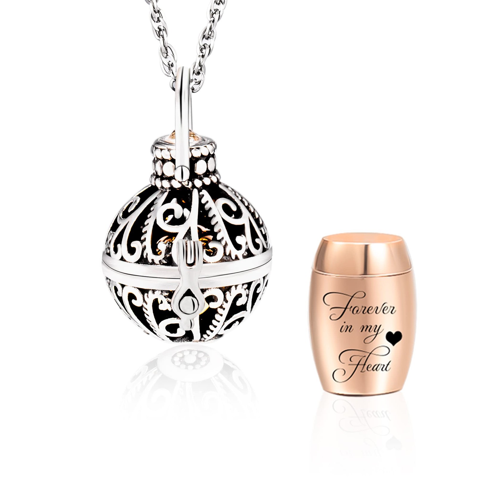 Cremation Urn Necklace with Inner Jar, Keepsake Locket Memorial Jewelry