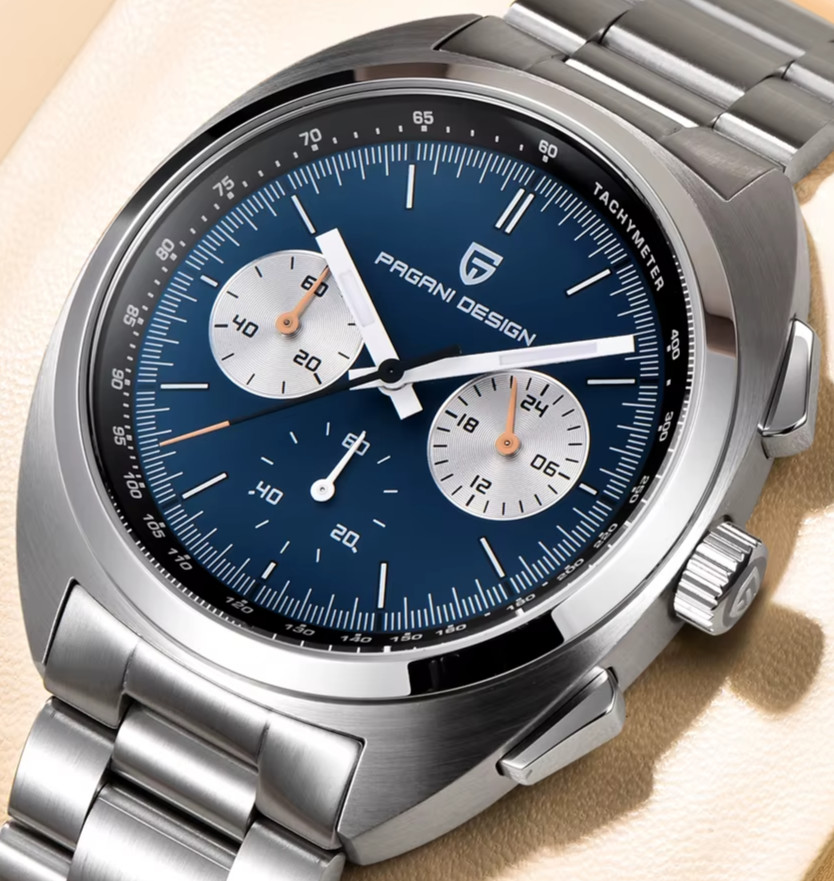 Pagani Design 1782 39mm Retro Turtle Styled Chronograph Sapphire 24hr Seiko VK63
