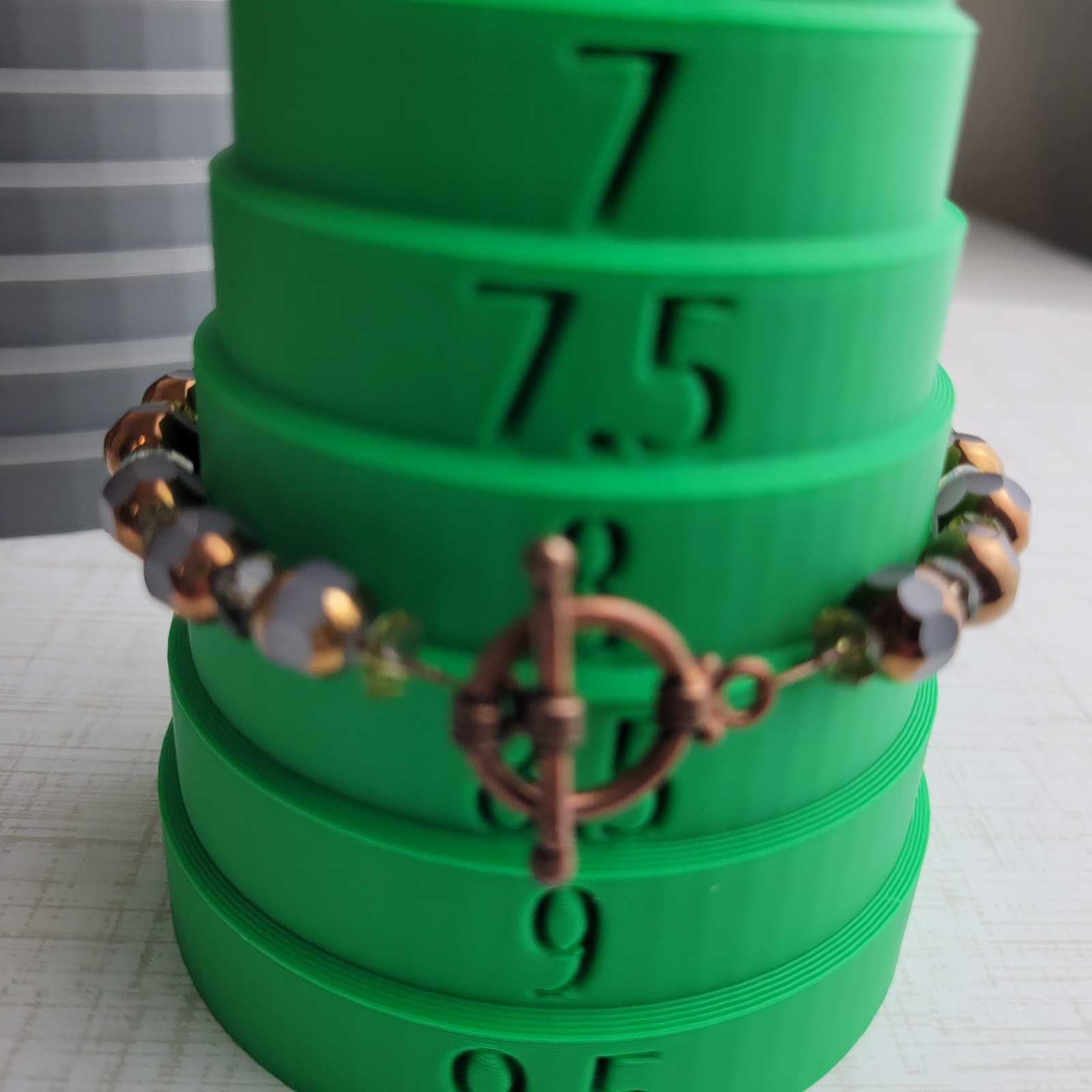 Mauve Copper Colored Glass Bead Bracelet 8″ Artisan Made
