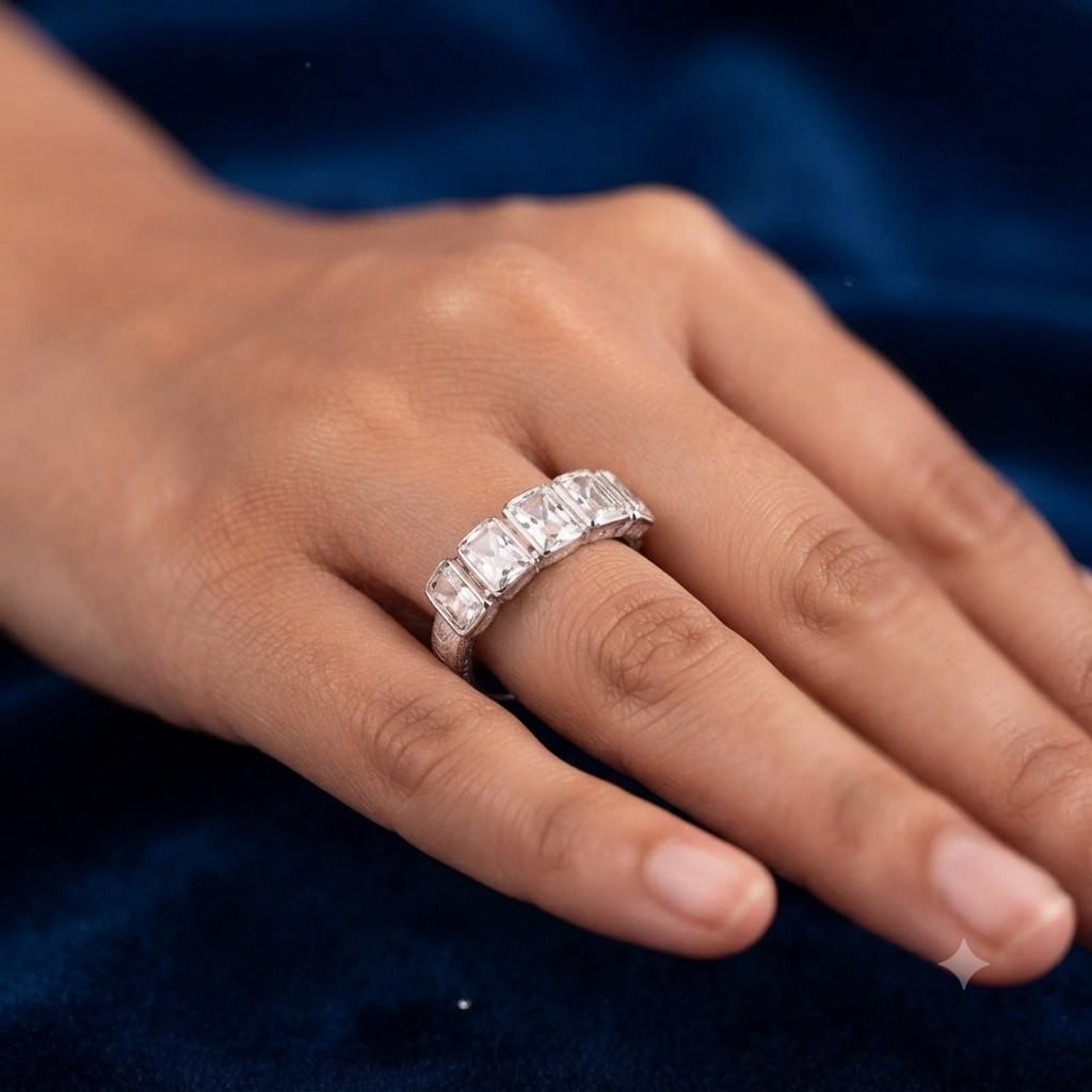 2.50 Ct Certified Stunning Diamonds Band Ring In 925 Silver Great Shine