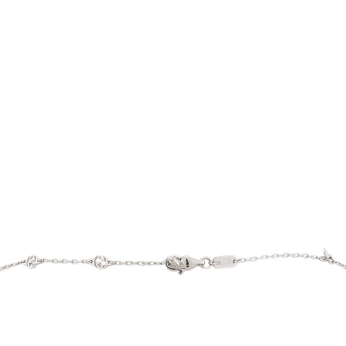 Gucci Interlocking G 18Ct White Gold 0.27Ct Diamond Necklace – Ybb729402003