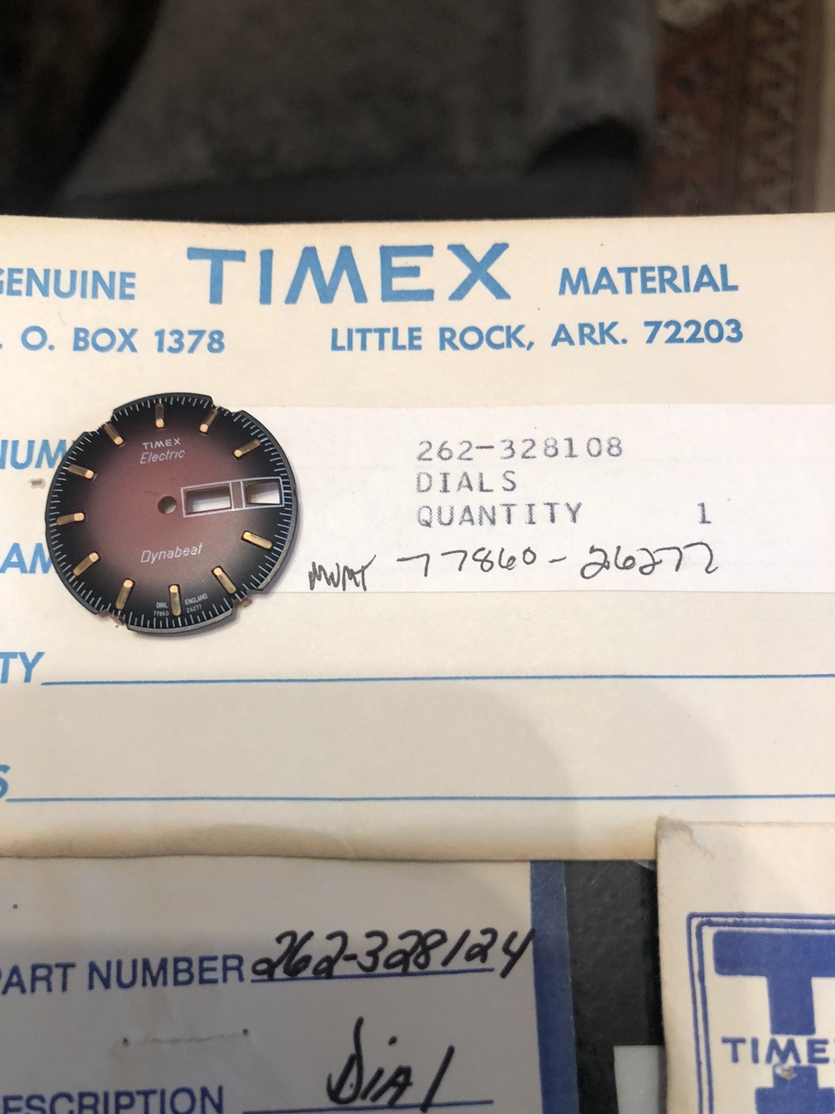 NOS Genuine Timex Electric Dynabeat Watch Dial 262-328108 For Mvmt# 77860-26277