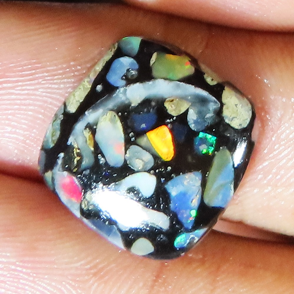 6.15 Cts Ethiopian Composite Opal Cushion Cabochon Gemstone 16x16x3 mm lp-178