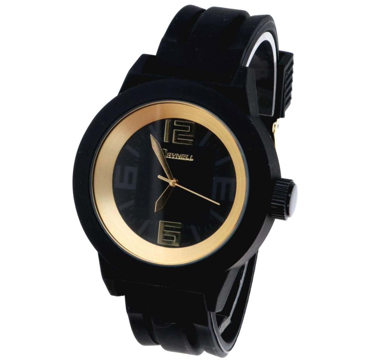 Men’s Raynell Designer Style Black Matt Finish Bezel Black Silicone Band 50mm
