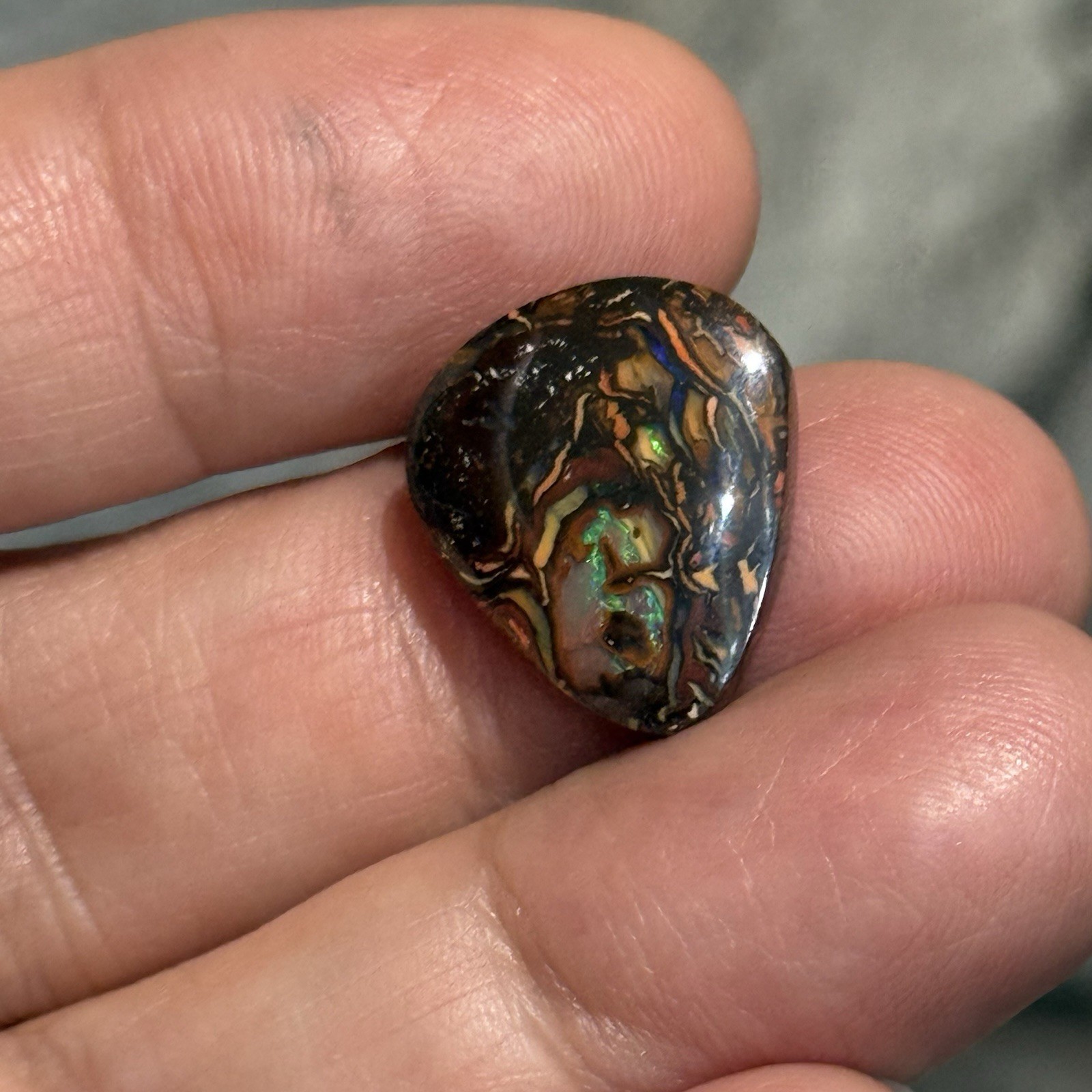 9.7ct 17x15x4.3mm Colorful Australian Koroit Boulder Opal Drop Cabochon Gem