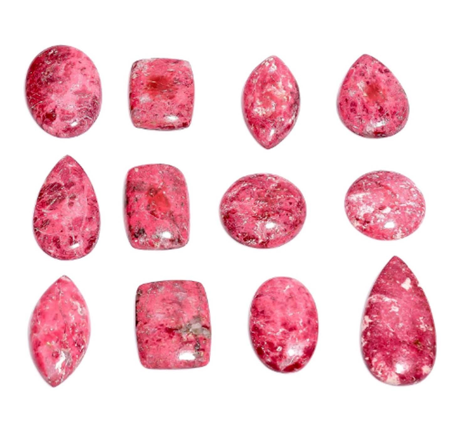 Norway Natural Thulite Hi-Grade 100.00 Cts Big Size Cabochon Gemstone 5 Pcs Lot