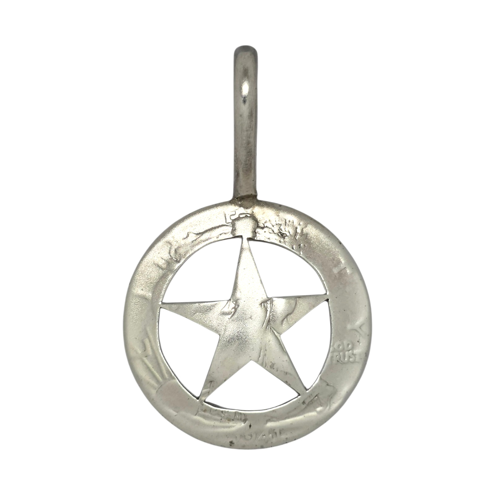 AMBRIZ STERLING SILVER WALKING LIBERTY HALF DOLLAR STAR PENDANT 10.2GR #3602