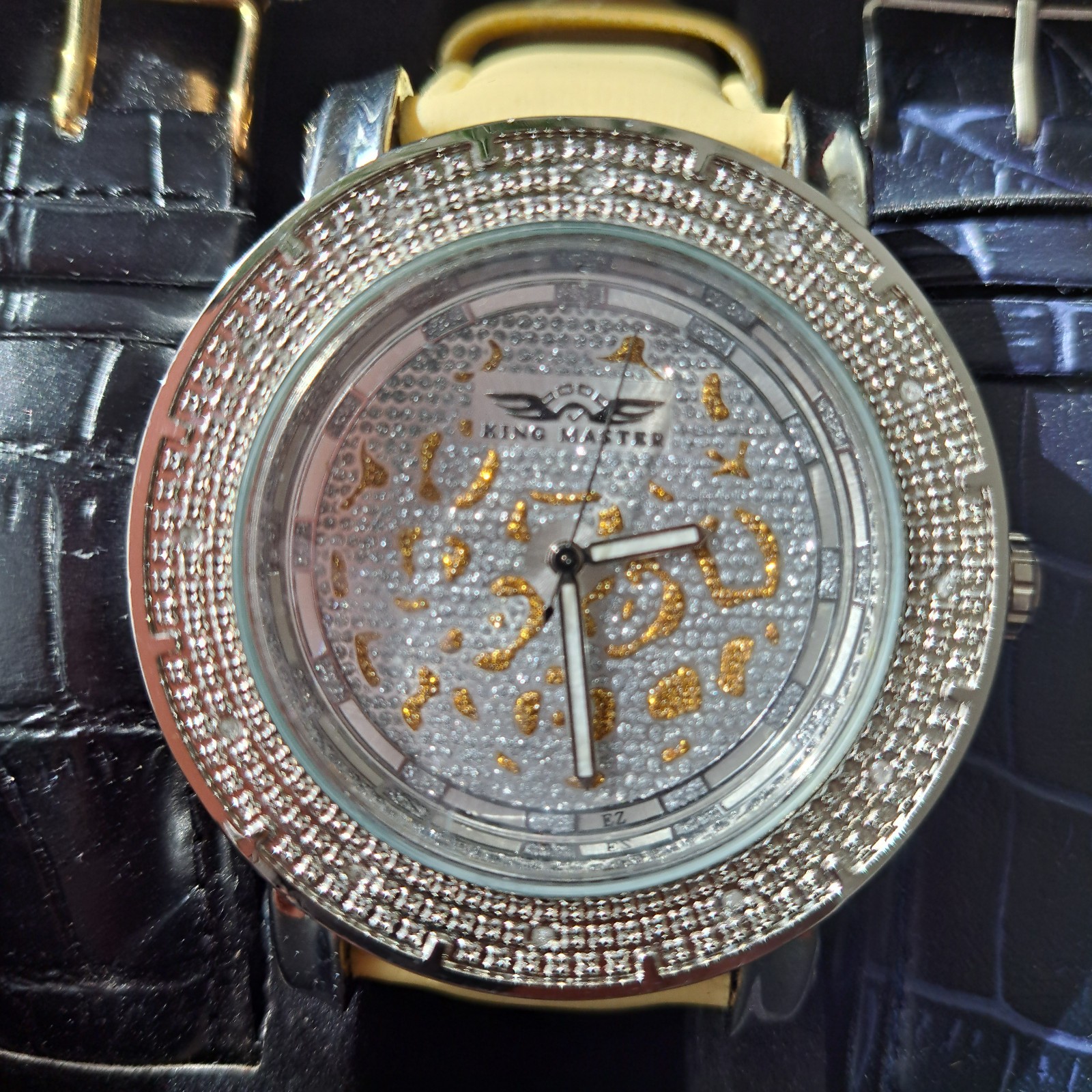 KING MASTER *NIB* Genuine Diamond *Gold Leopard* Edition Dial Waterproof Watch