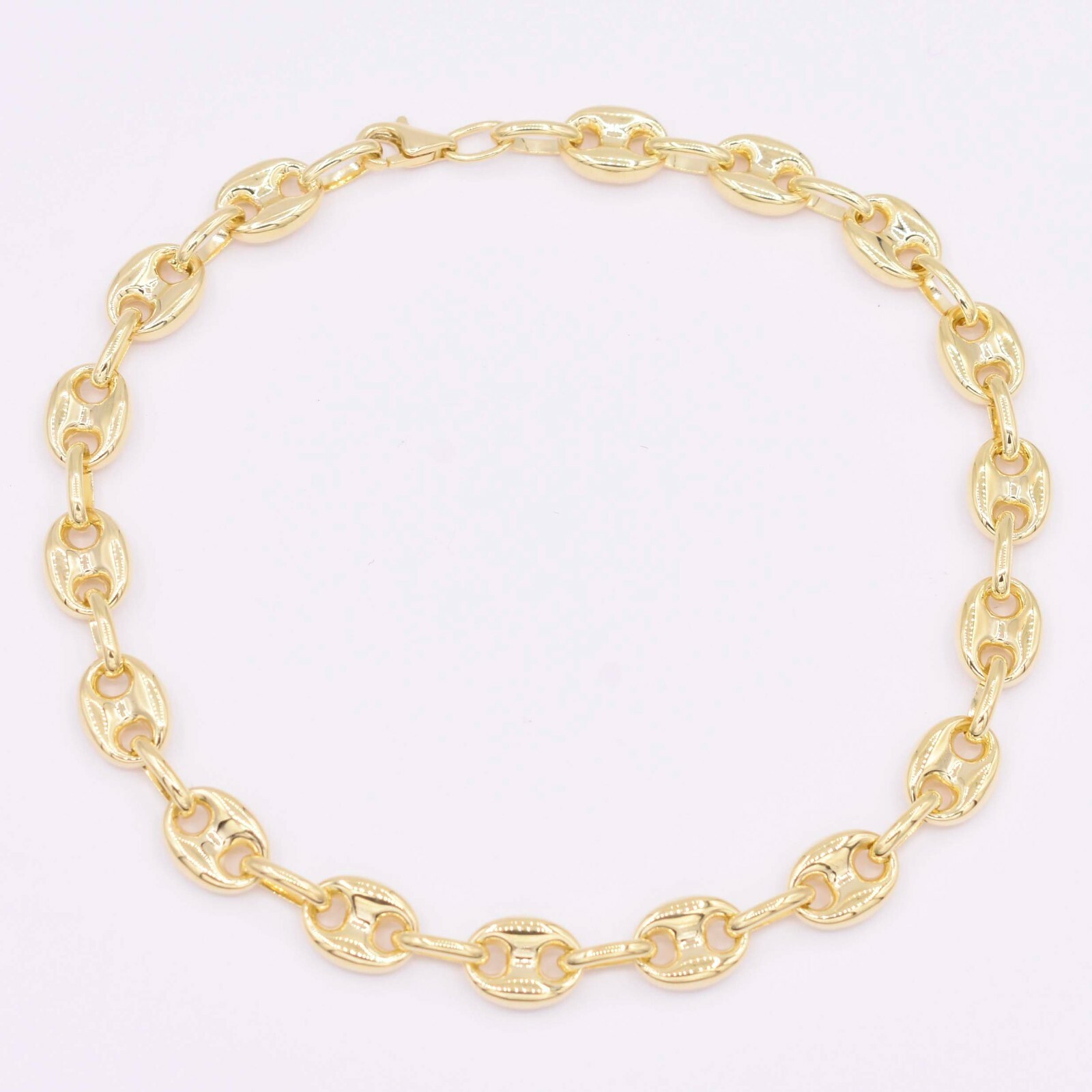 7.5mm Puffed Anchor Mariner Link Anklet Ankle Chain Real 10K Yellow Gold 10″