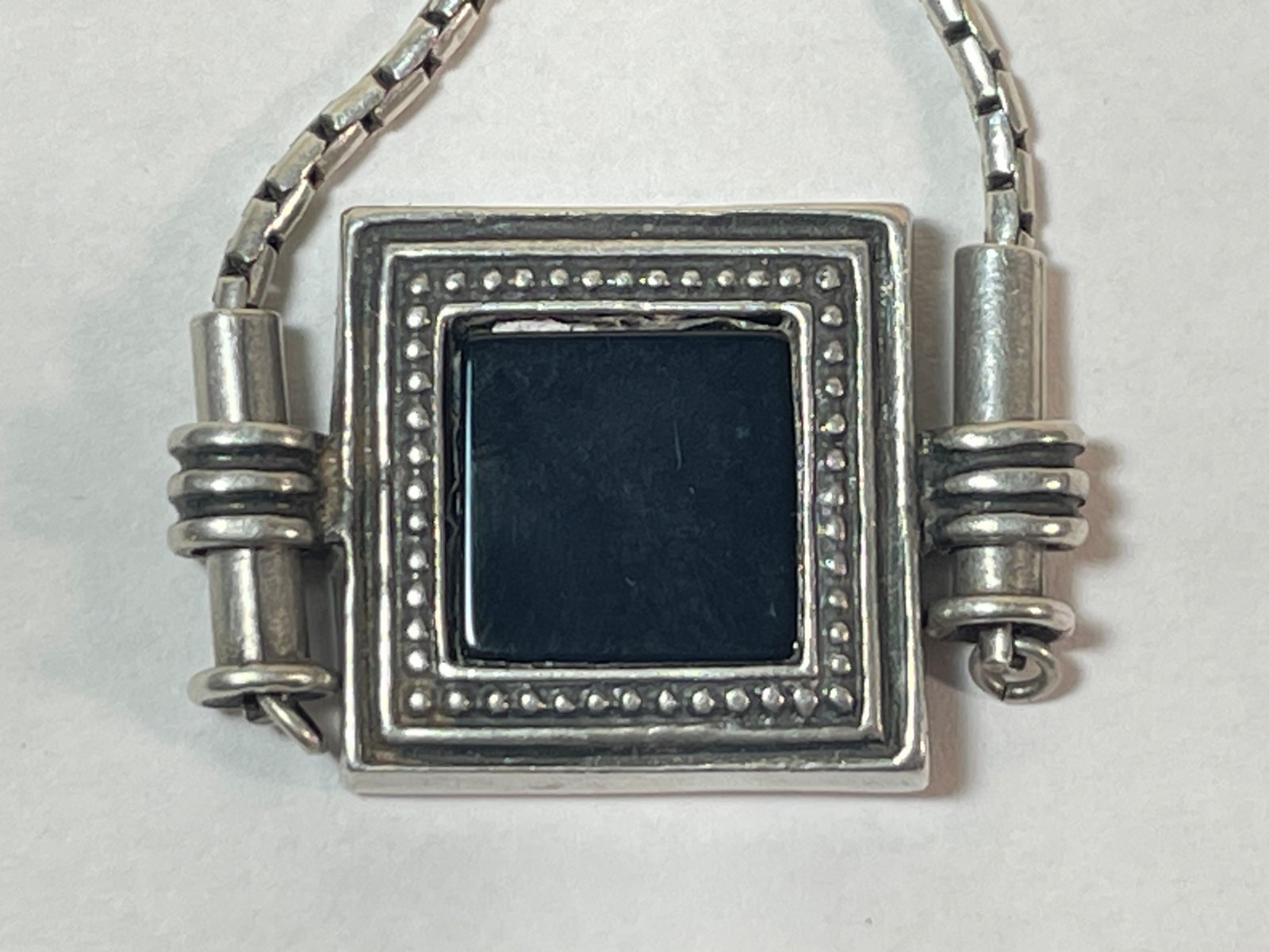 Vintage Unique Onyx 925 Sterling Silver Necklace 12.8g