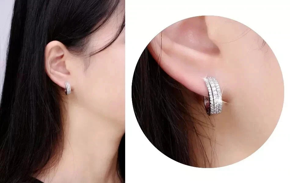 Engagement Men’s Hoop Earrings Round Cut Simulated Diamond 925 Starling Silver
