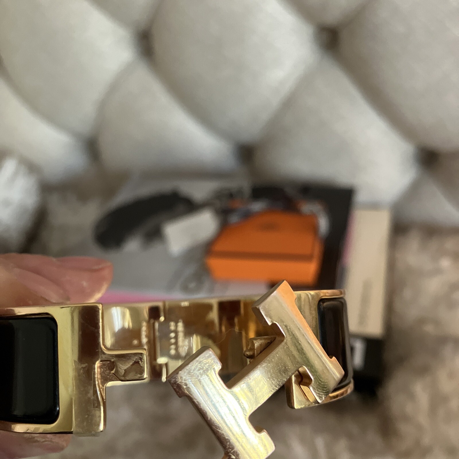 Authentic HERMES Black Enamel GHW Clic Clac H Bracelet CHIC ❤️❤️