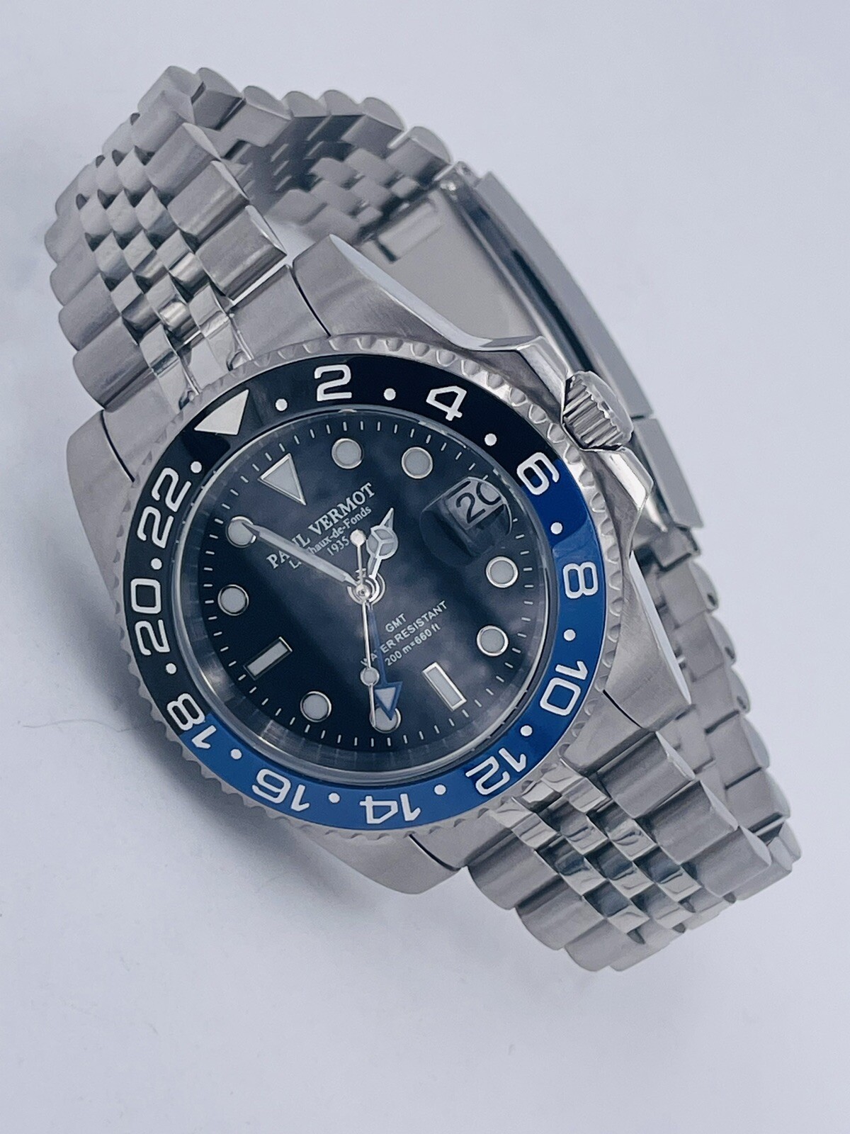 Paul Vermot GMT Automatic Ceramic Watch Pv2116BLKJ/540 Very Discounted New