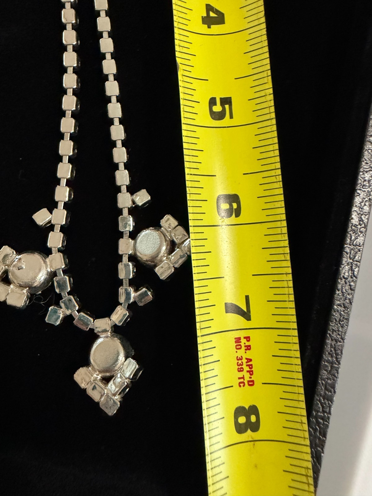 Vintage 50s Rhinestone Statement Choker Necklace Mid-Century Rhodium Plated Prom