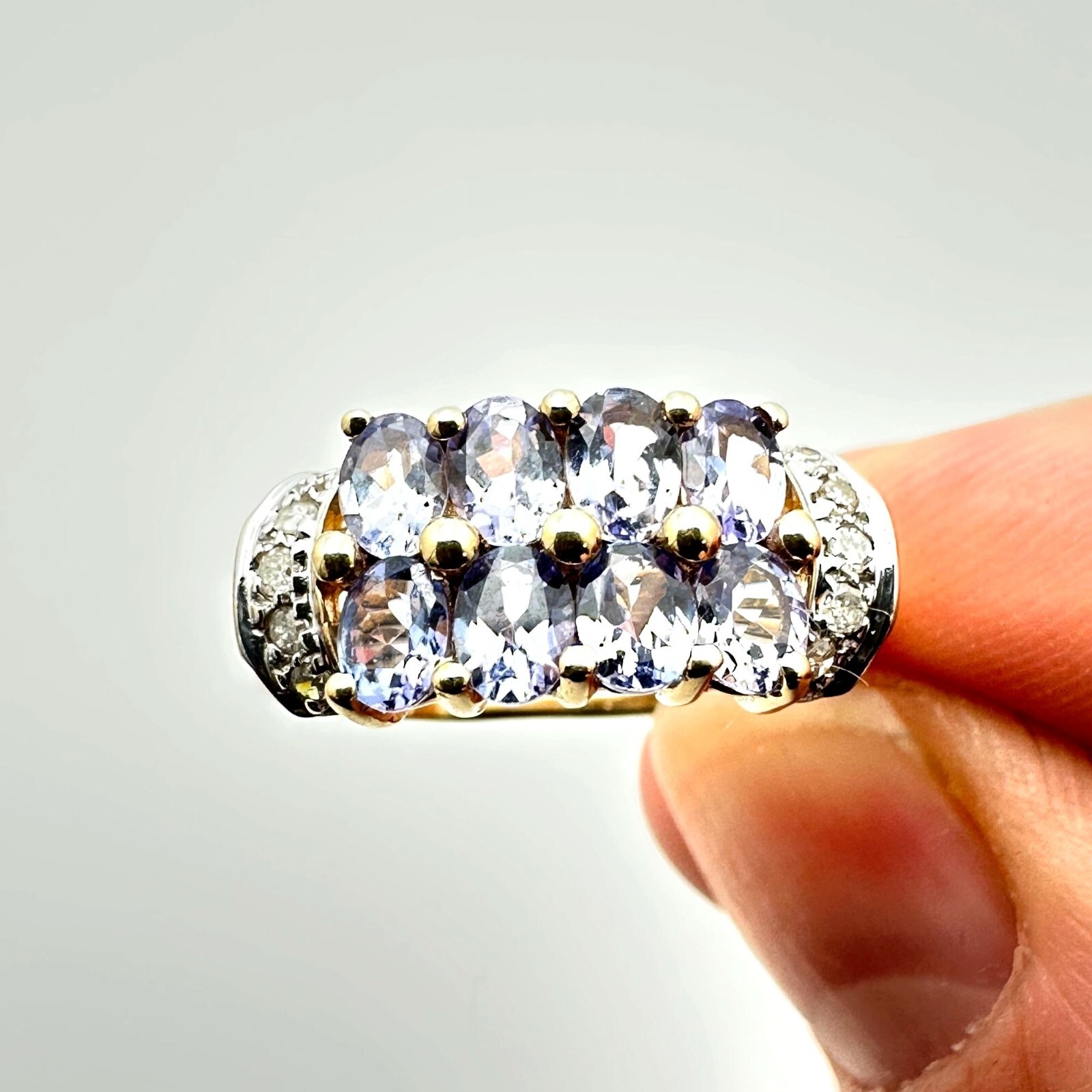 Womens Ring 14K Gold Tanzanite Diamond 3.2 Grams Size 8 Estate Jewelry