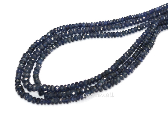 Blue Sapphire Rondelle Faceted 3-4mm 46ct 13.8″ #85205