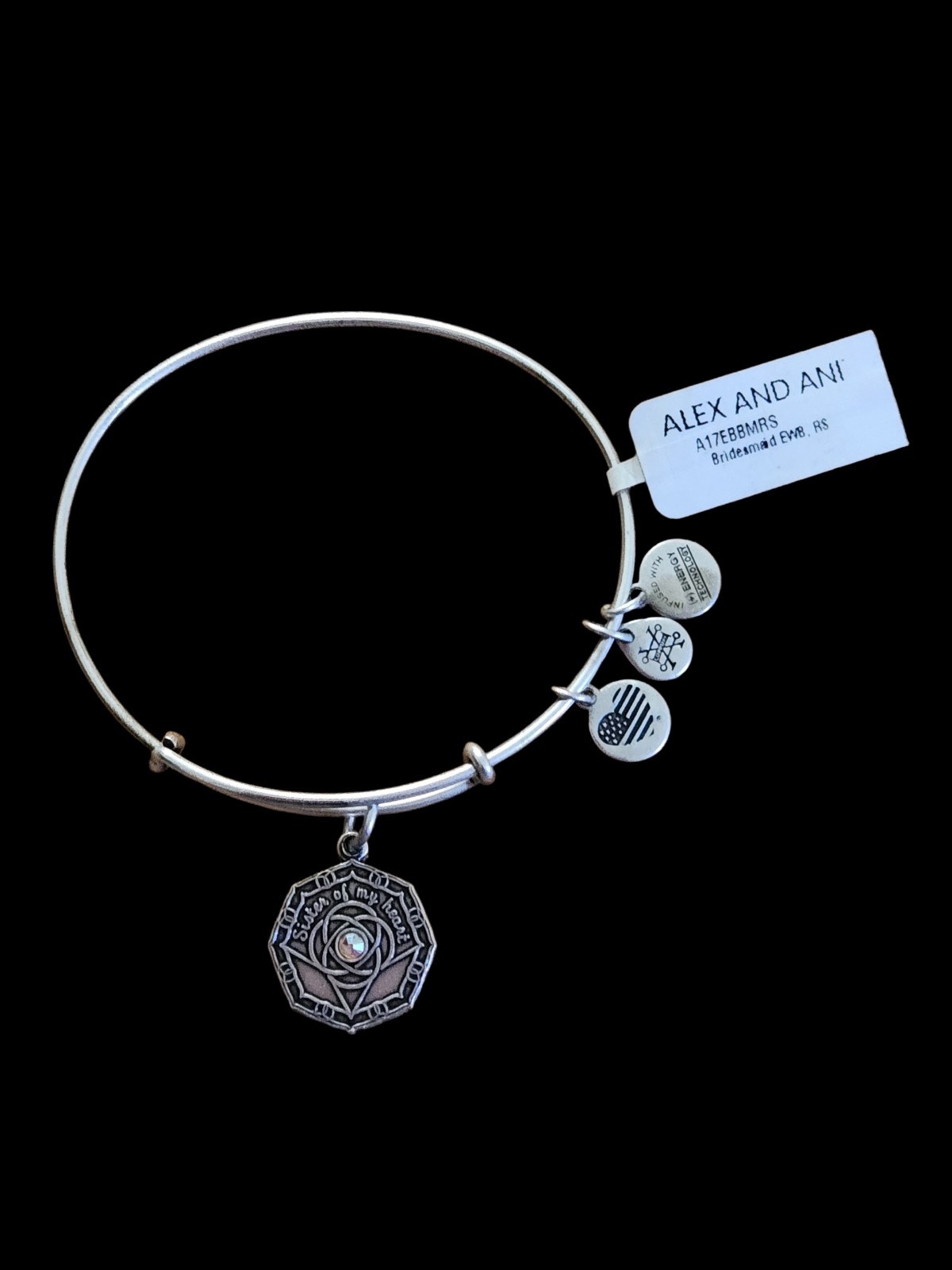 NWT Alex And Ani Bridesmaid Rafaelian Silver Expandable Bangle Charm Bracelet
