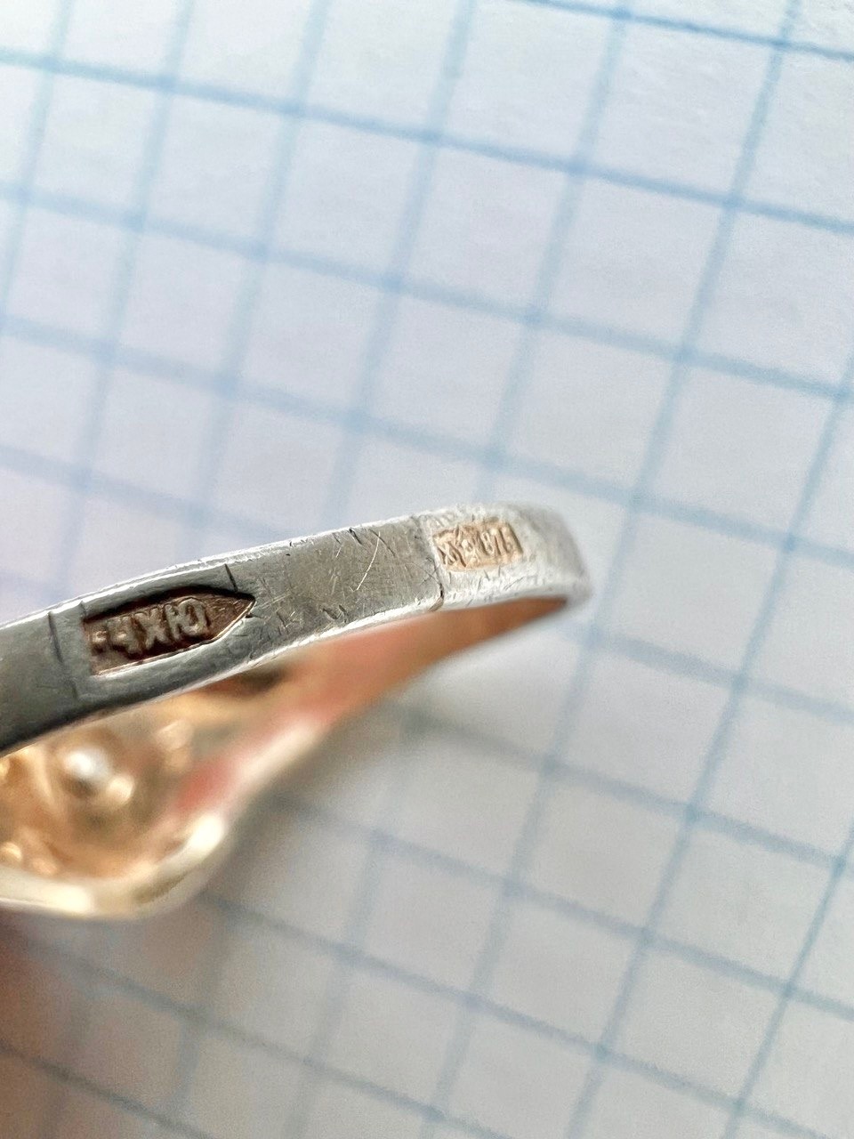 Vintage Soviet USSR 875 Silver Ring Kharkiv Jewelry Factory Size 9 Star Hallmark