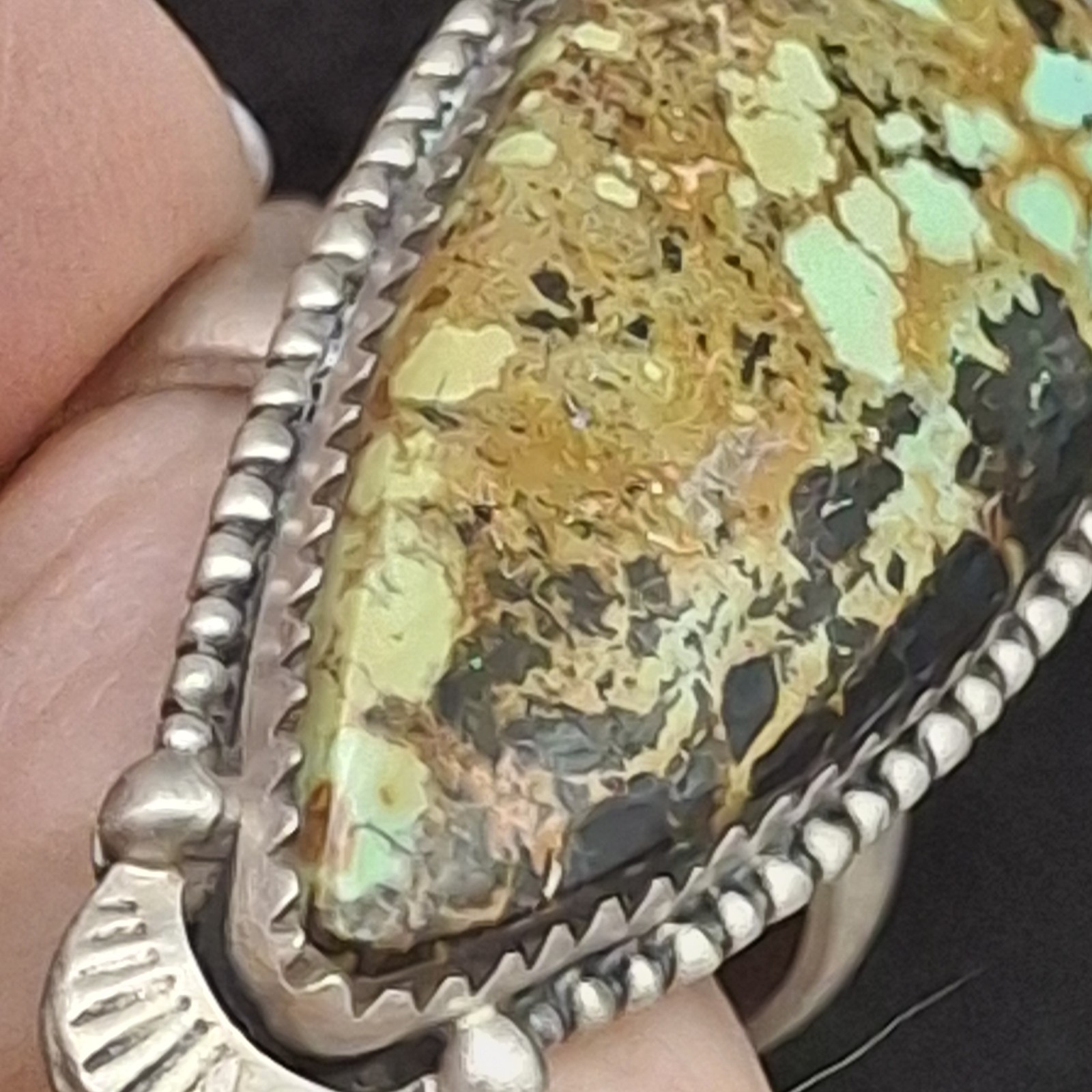 Genuine Blackjack Turquoise Ring Sterling Silver Adj 6-8.5 Cowgirl Southwestern