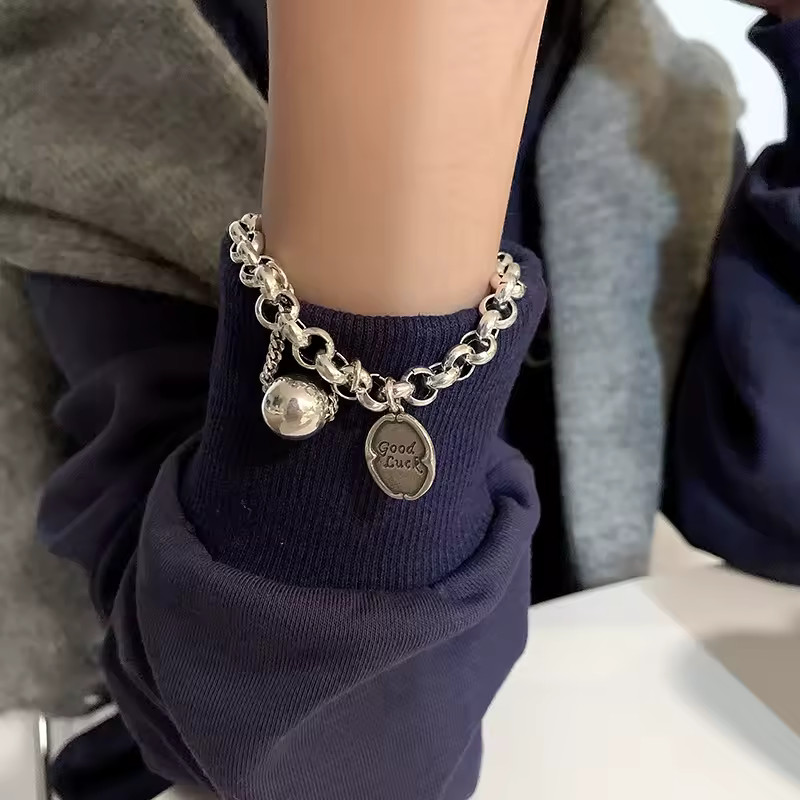Solid 925 Sterling Silver Bracelet for Women | Vintage Handmade Simple Bangle