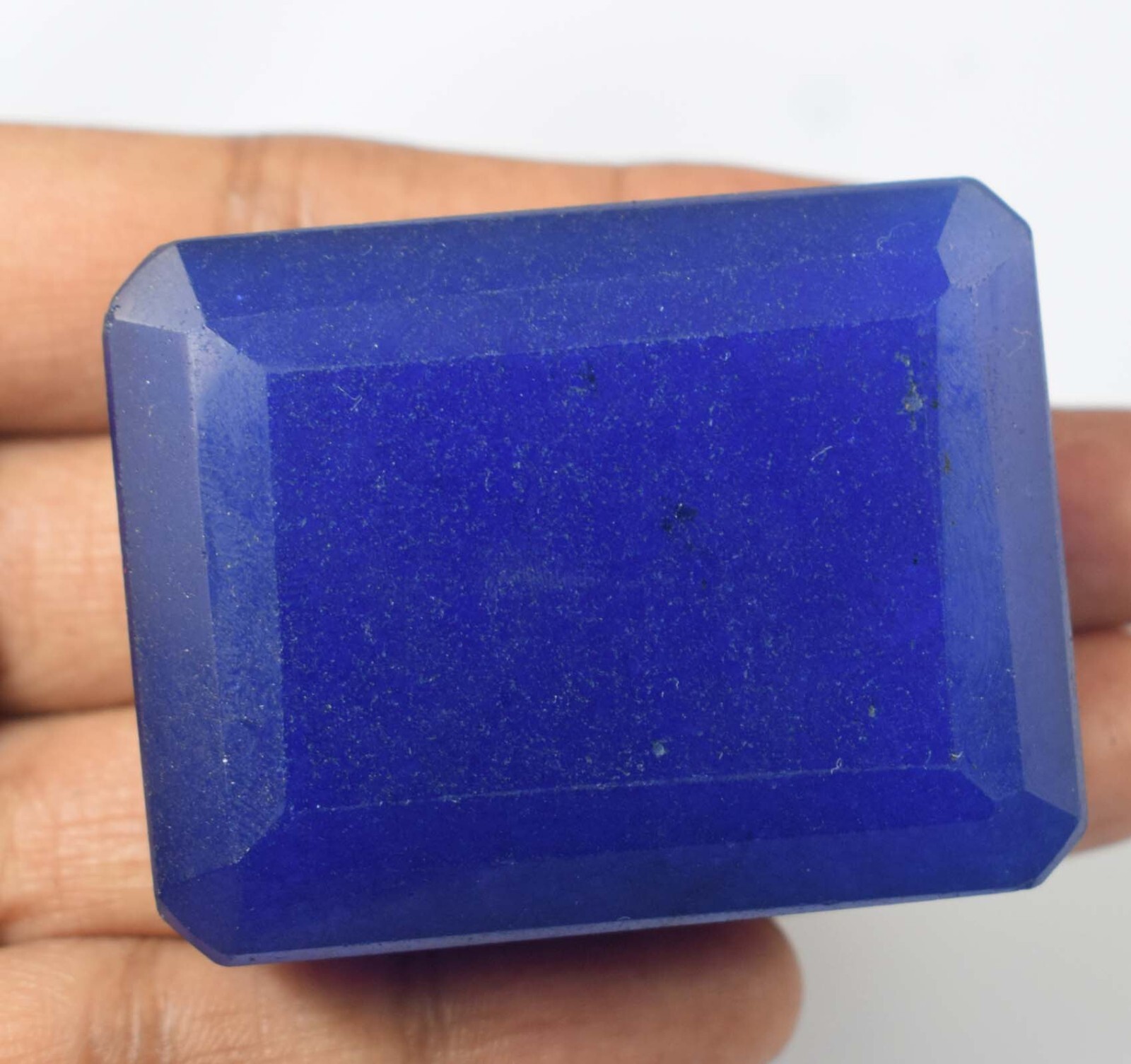 African Big Size Blue Sapphire Natural Emerald Cut Certified Gemstone KH12