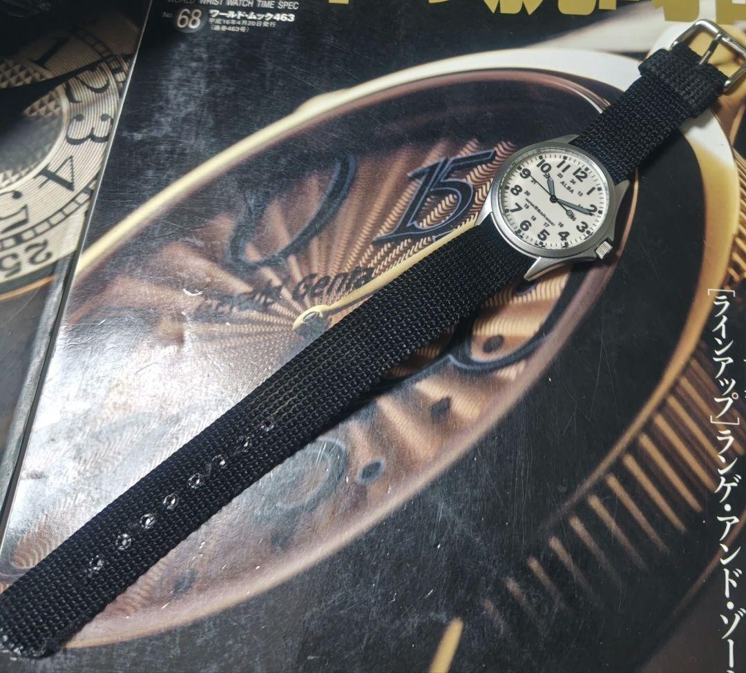 SEIKO ALBA Military Field Watch AQPK401 White Black belt Japan good working