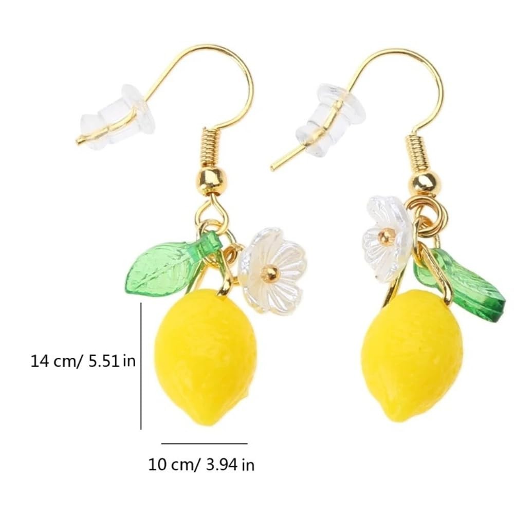 Dainty Yellow Lemon Flower Glass Leaf Teardrop 10*14 Centimeters, Multicolor