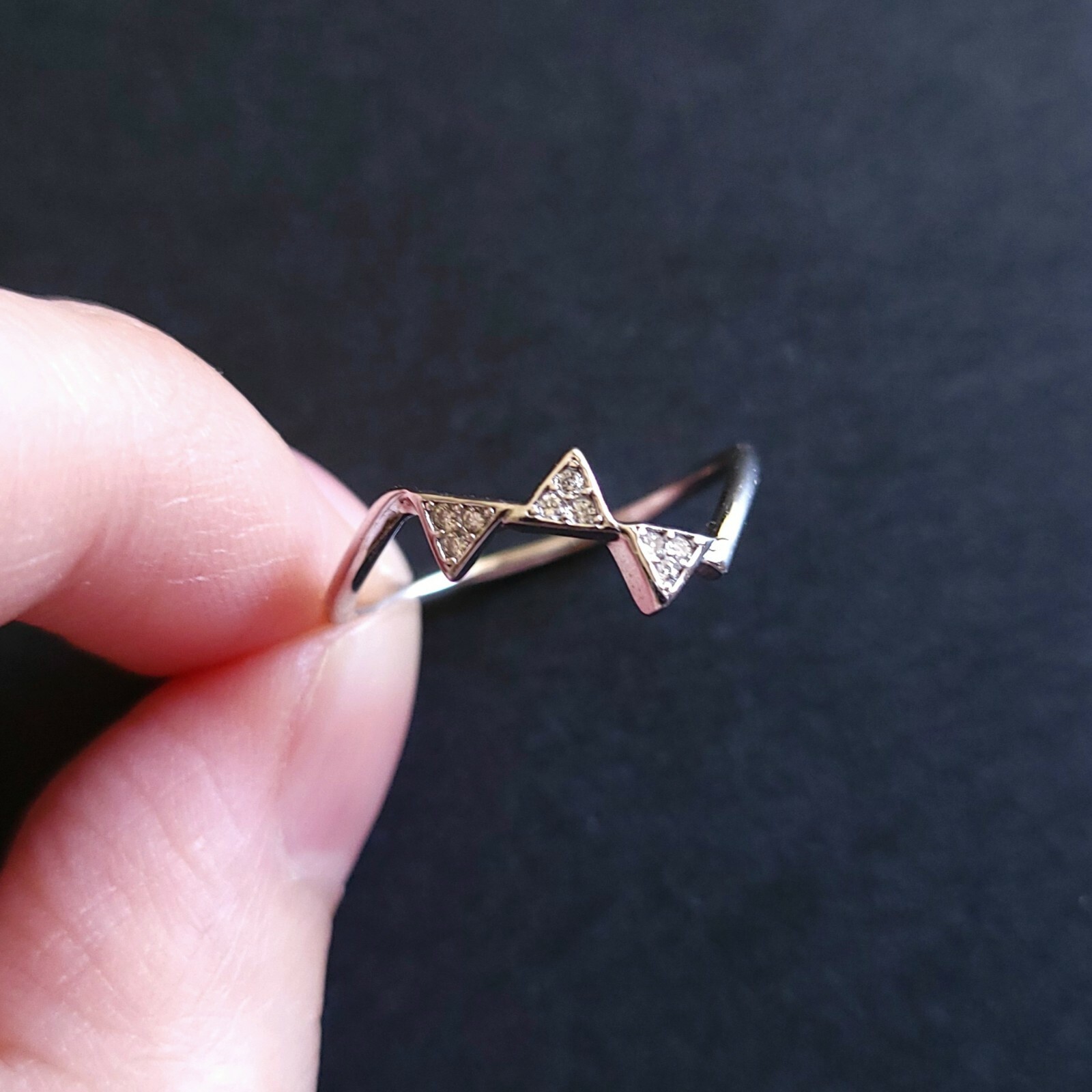 Fuzion Creations Cubic Zirconia & Sterling Silver Triangle Geometric Ring