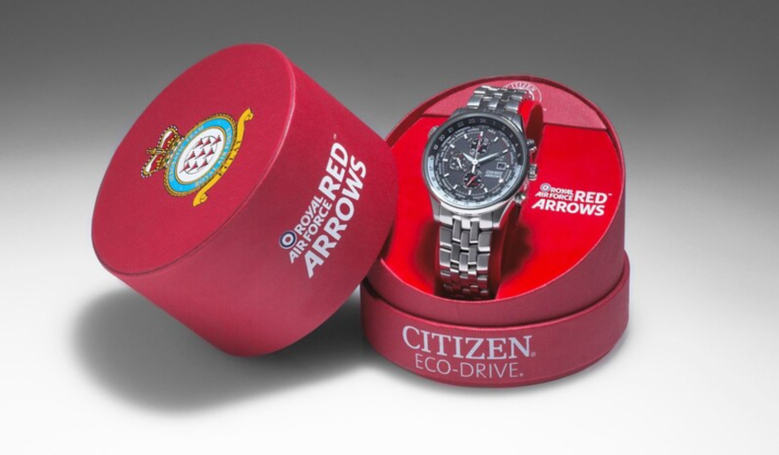 Citizen Eco-Drive Red Arrows RAF Chronograph World Time 100m Black Dial brnd new