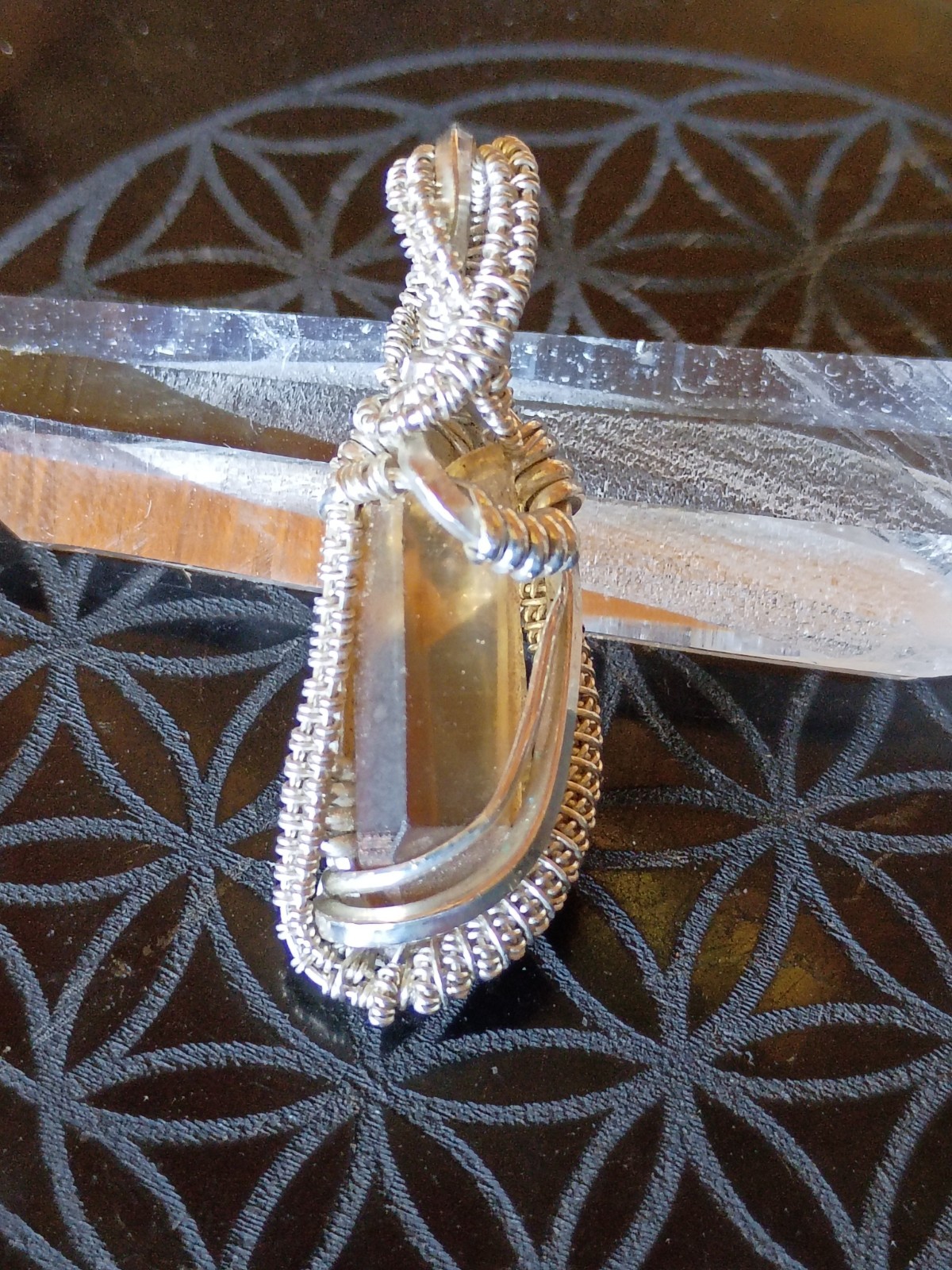 Citrine Crystal Pendant Sterling silver handcrafted amulet elegant necklace