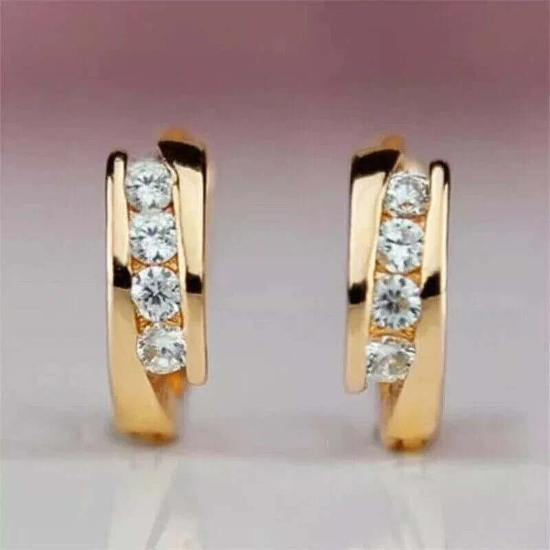 2Ct Round Simulated Diamond Hoop Women’s Modern Earrings 14k Yellow Gold Plated