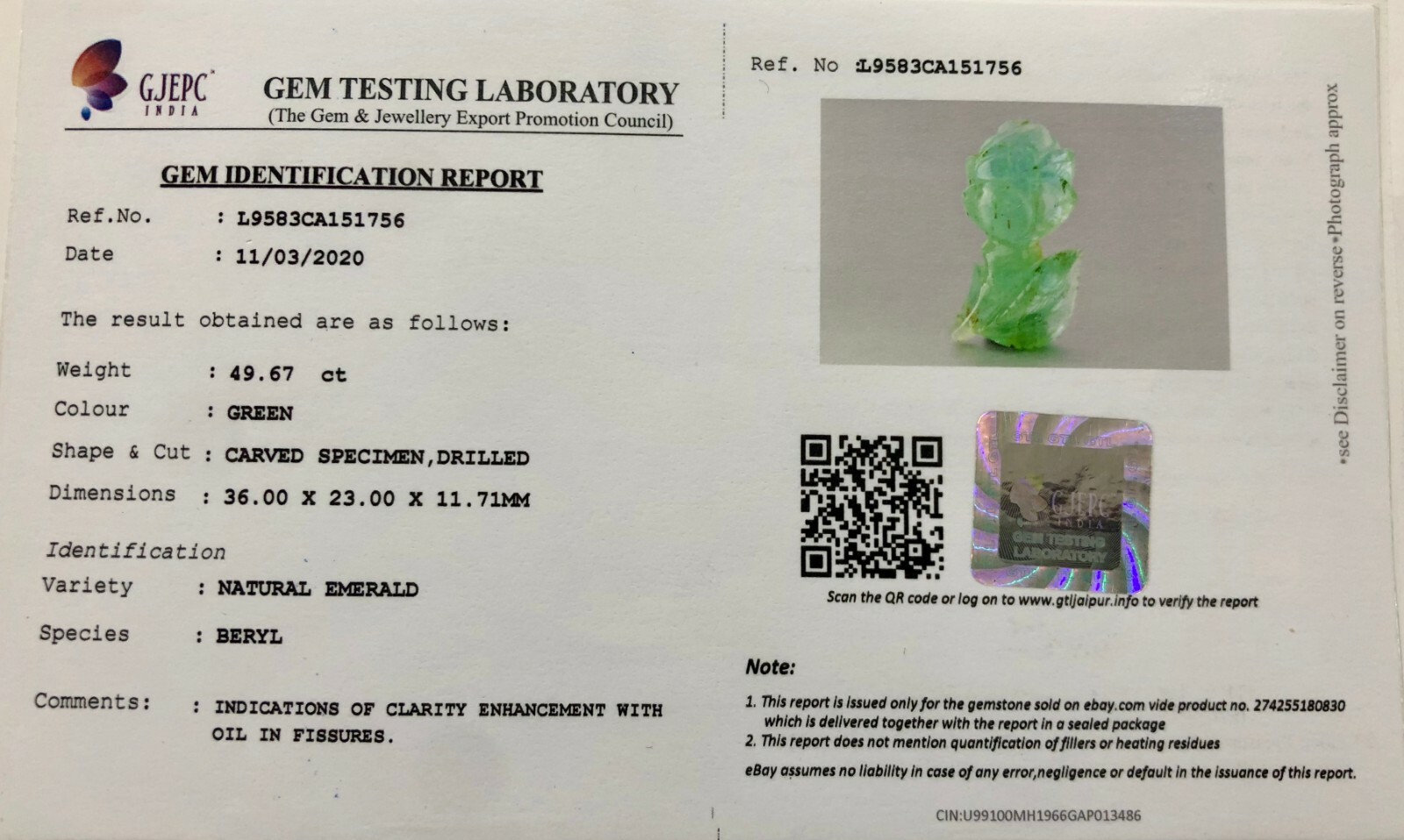 Certified Gtl Natural Colombian Emerald 49 Ct Carved Rose Loose Gemstone