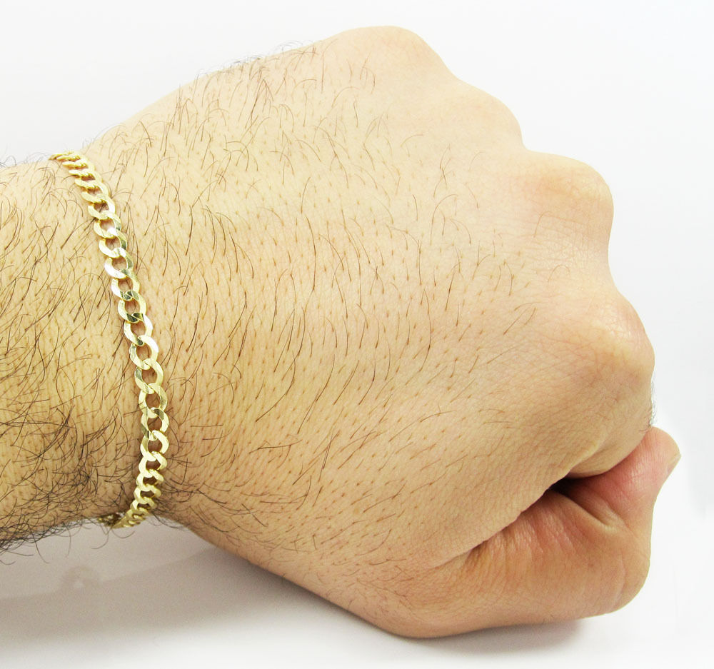 4.90 Grams 4.5mm 8.5″ Mens 10k Yellow Gold Franco Curb Cuban Miami Bracelet