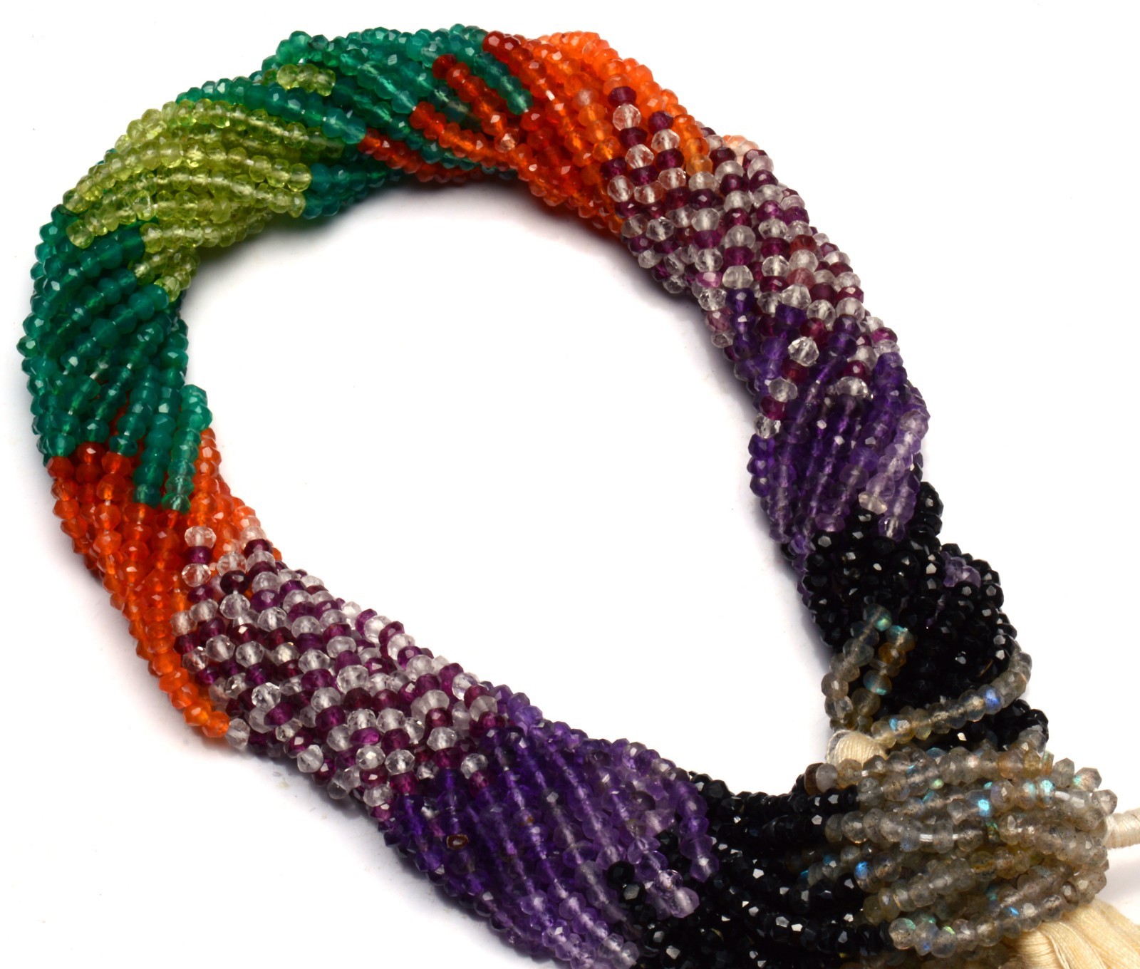 Natural Mix Gemstones Micro Faceted 3MM Approx. Rondelle Beads Strand 14″