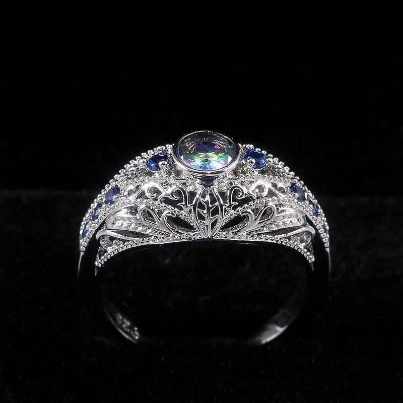 2 Ct CZ Vintage Style Ring 925 Silver Plated Intricate Design Gift Ring For Men