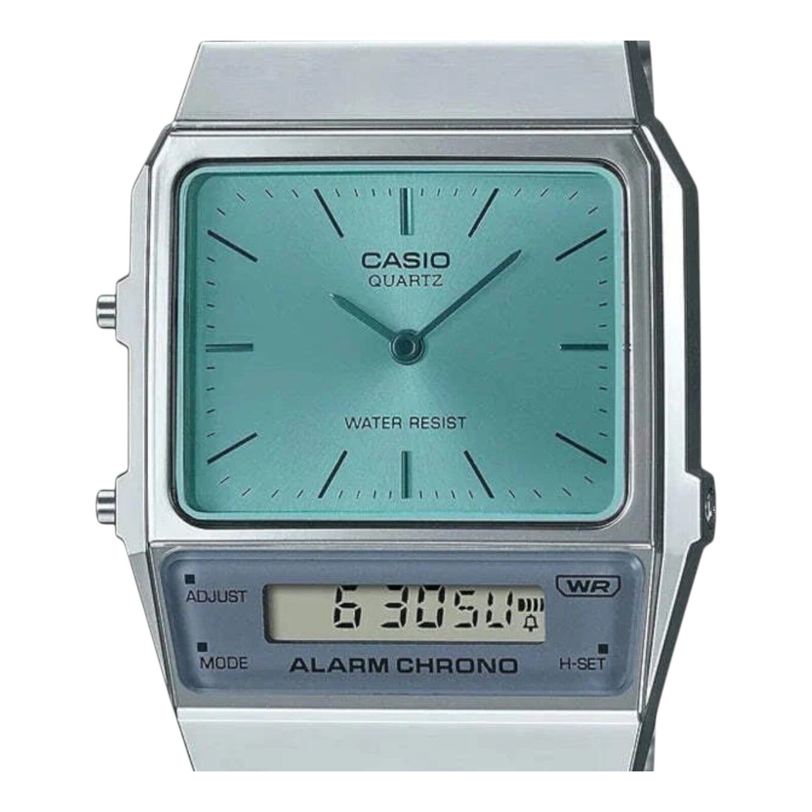 Casio Silver/Blue Retro Digital-Analog Dual Time Unisex Watch AQ-800EC-2A