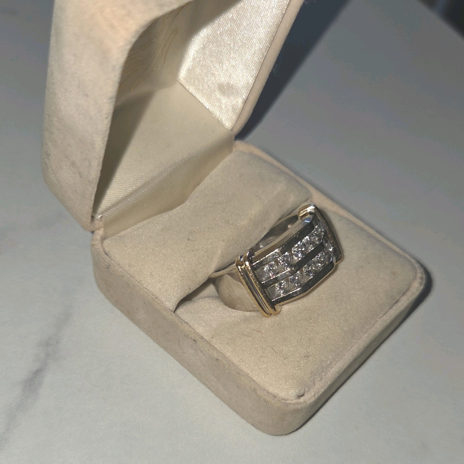 LORD & TAYLOR Men’s Two-Tone 14k Gold 1.0 Ct Diamond Band Ring Size 8-9