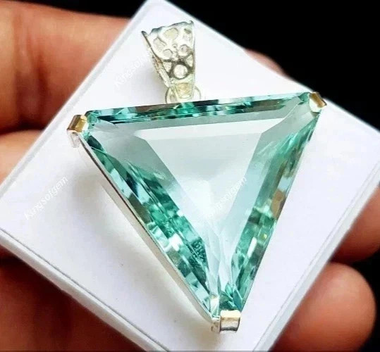 50 Carat Plus Flawless Blue Aquamarine Pendant Solid 925 Silver Plated Jewelry