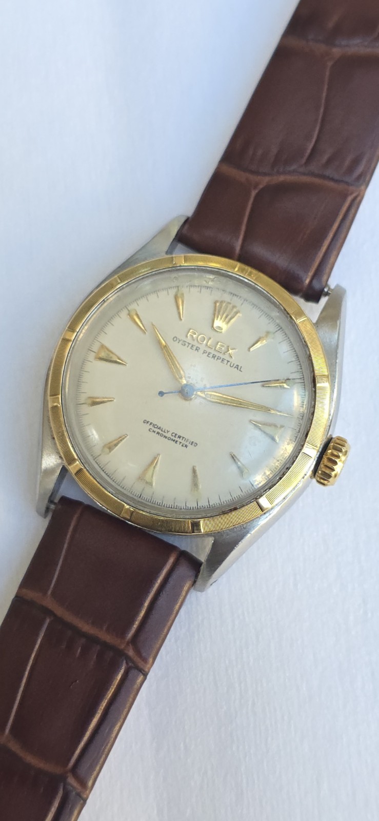 Vintage 1950’s Rolex Oyster Perpetual Ref 6085 Two Tone 34mm Men’s Watch