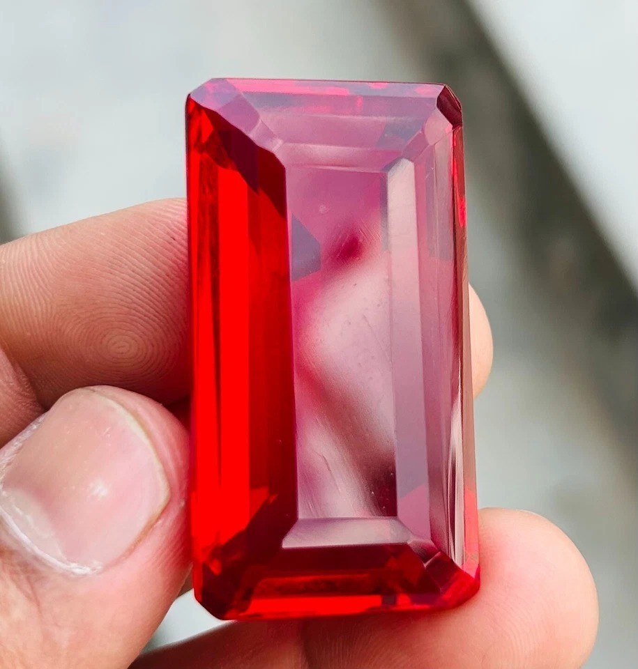 GIE 19.55 Ct Natural Certified Emerald Cut BURMA Blood Red Ruby Loose Gemstone
