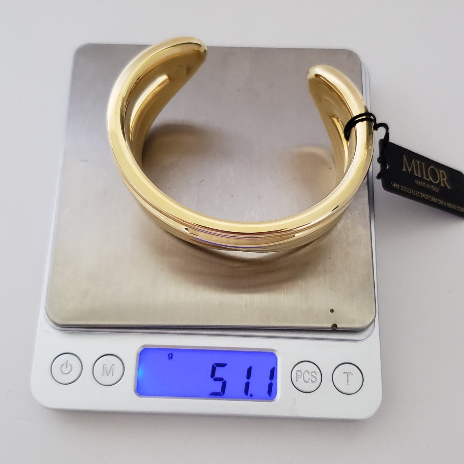 MILOR ITALY 14K Yellow Gold Resin Core Cuff Bracelet