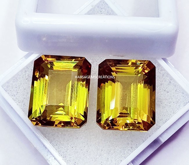 20+ Ct Zultanite Color Change Emerald Cut Pair Certified Loose Gemstone HZ04