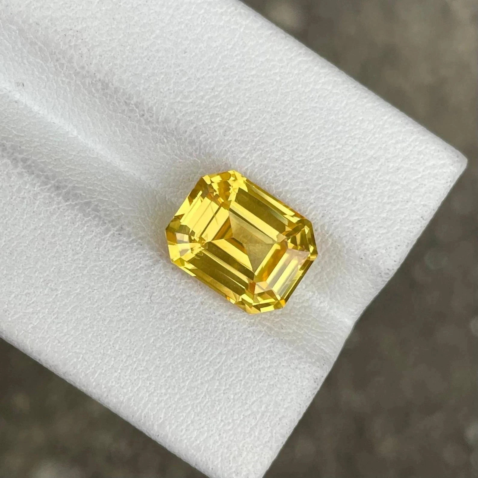 11.70 Ct Natural Certified Unheated Yellow Sapphire Loose Emerald Cut Gemstone