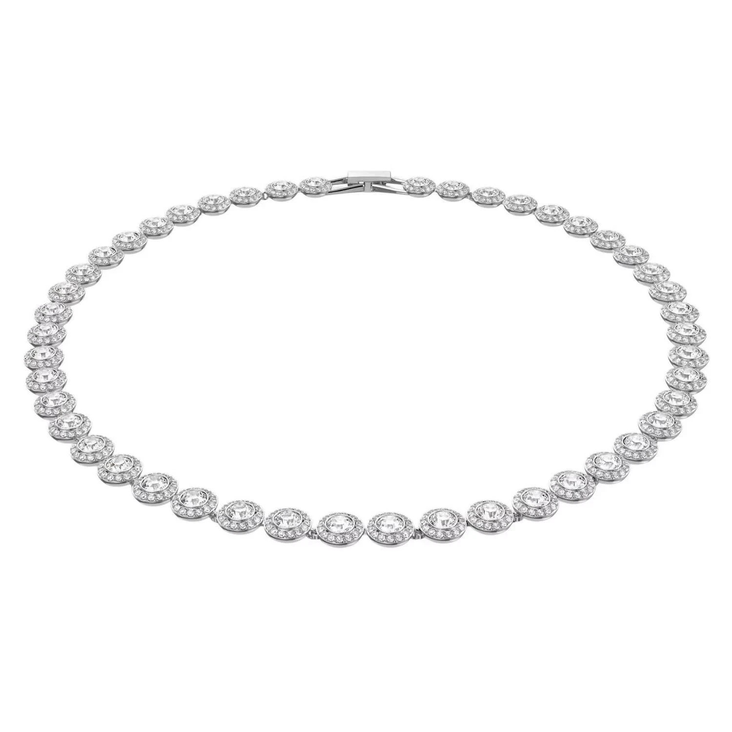 Swarovski Una Angelic Halo Tennis Necklace 14 7/8″ White Crystal Rhodium