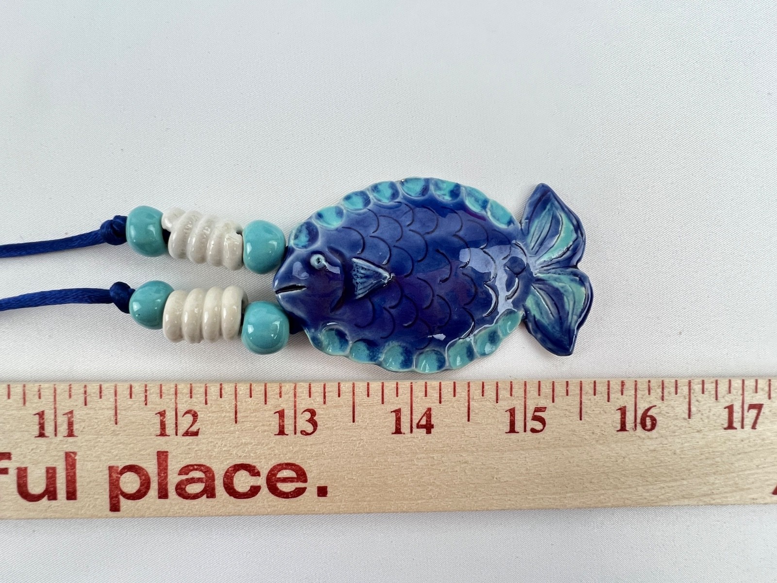 Fashion Large Ceramic Enamel Blue Fish Statement Bold Necklace Summer Cruise