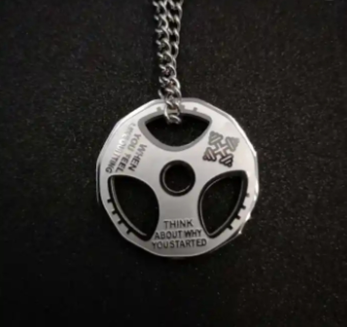 Weight Plate Gym Bodybuilding Fitness Sport Jewelry Necklace Silver