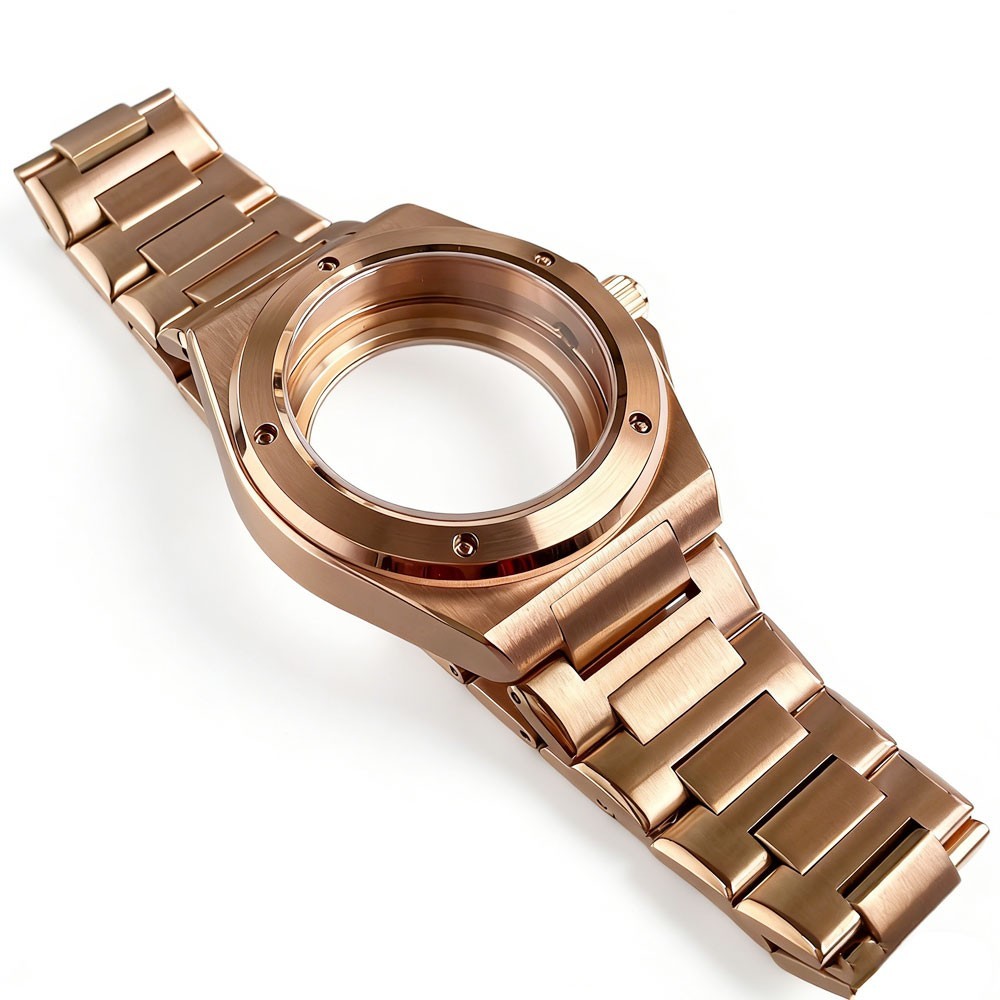 20ATM Tandorio 40mm Sapphire Dive Watch Case Set Rose Gold Fit NH35 NH36 NH38
